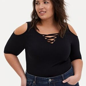 Torrid Foxy Cold Shoulder Lace-Up Top